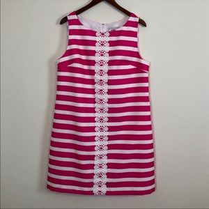 J Howard pink and white striped shift dress